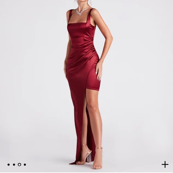 Callie High Slit Satin Formal Dress - Picture 3 of 11